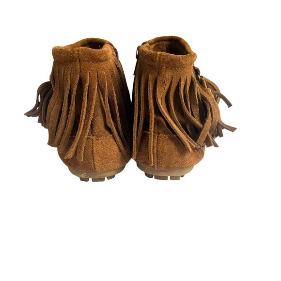Minnetonka Women’s Suede Fringe Moccasin Boots Brown Size 7/7.5 - Picture 6 of 10